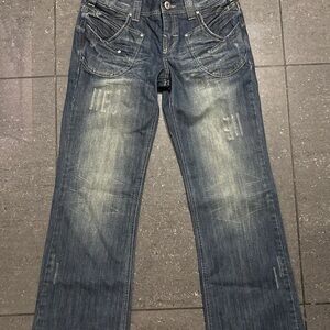 Signature Distressed Blue Straight Jeans